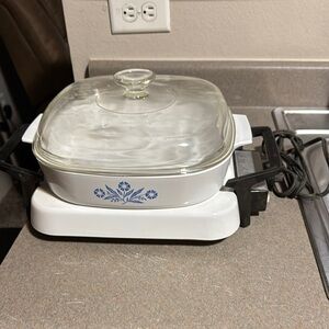 CorningWare White and Blue Electric Casserole Dish